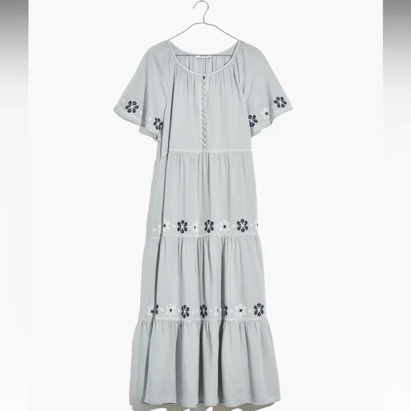 Madewell | Dresses | F2 Embroidered Fluttersleeve Tiered Midi Dress |  Poshmark